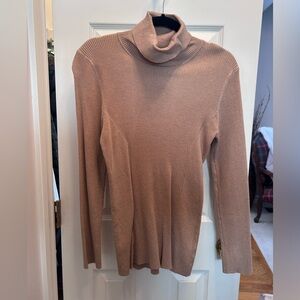 Motive Tan Heather Ribbed Turtleneck Sweater. Super Soft. Size XL